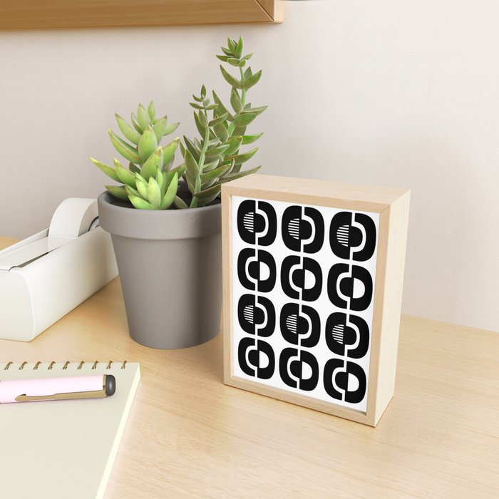 Mid Century Modern Geometric 921 Black and White Mini Art Print Gallery Image 2