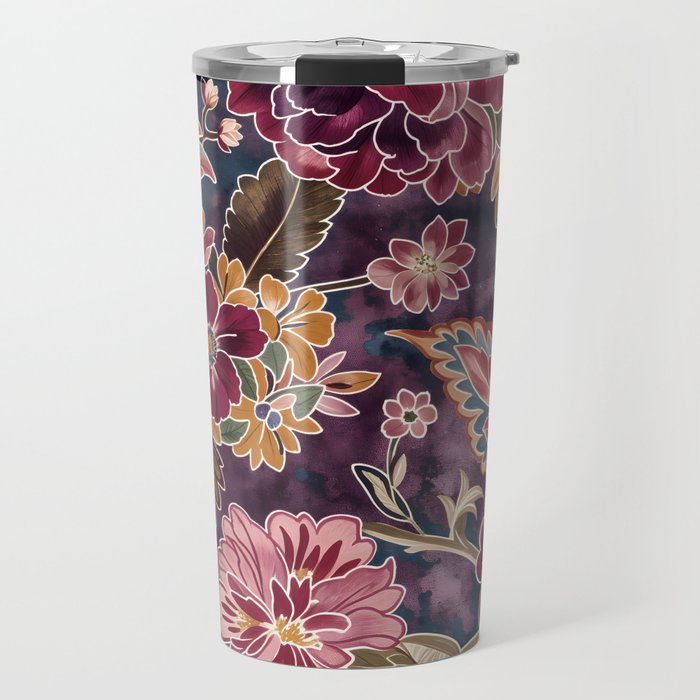 Exotic Plum Bohemian Floral Travel Mug Gallery Image 1