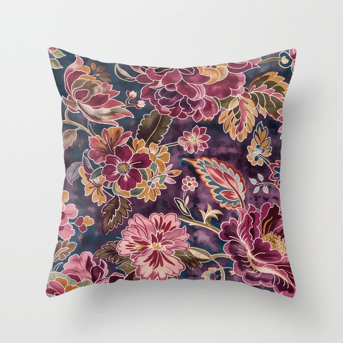 Exotic Plum Bohemian Floral Throw Pillow Gallery Image 6