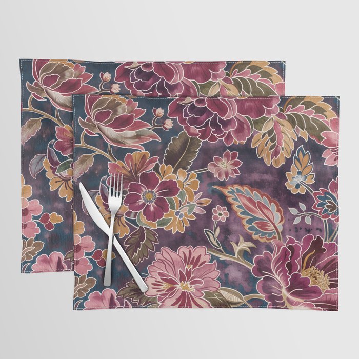 Exotic Plum Bohemian Floral Placemat Gallery Image 1