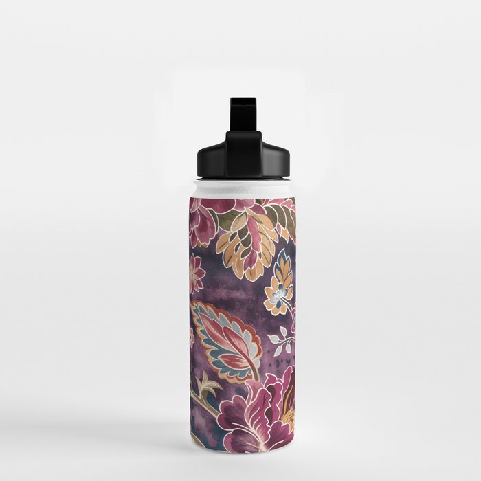 Exotic Plum Bohemian Floral Water Bottle Gallery Image 2