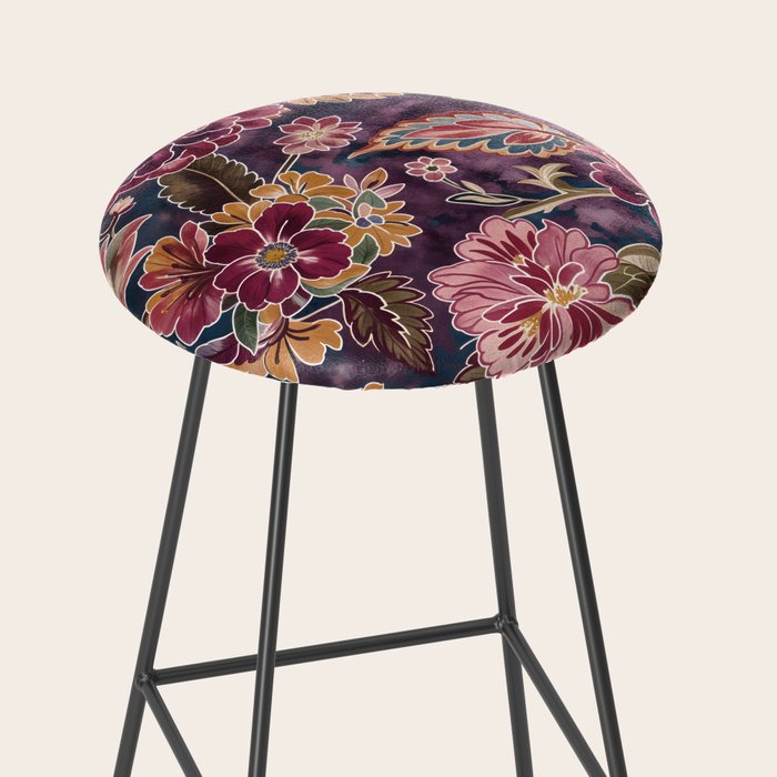 Exotic Plum Bohemian Floral Stool Gallery Image 2