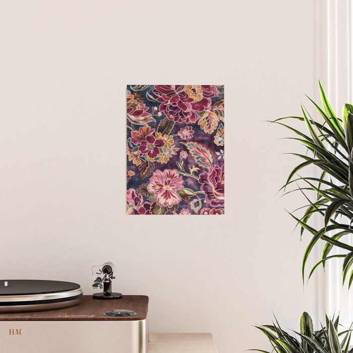 Exotic Plum Bohemian Floral Poster Gallery Image 2