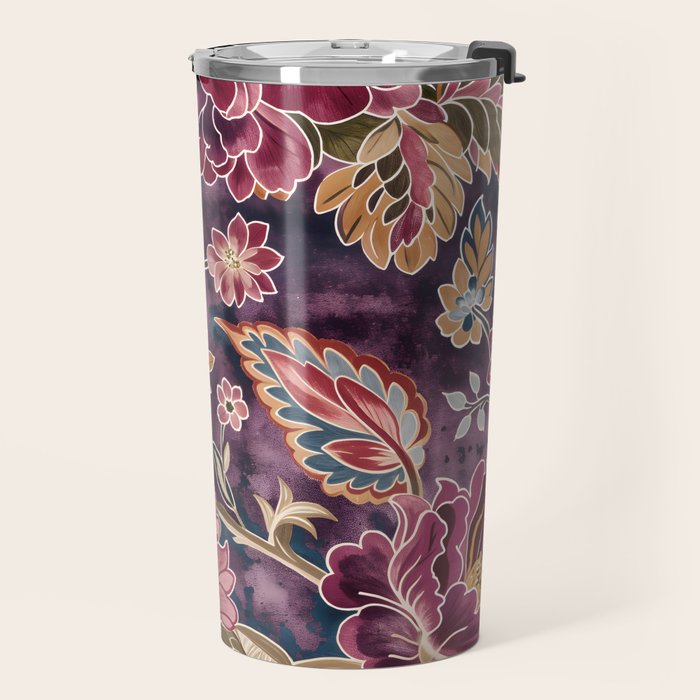 Exotic Plum Bohemian Floral Travel Mug Gallery Image 2