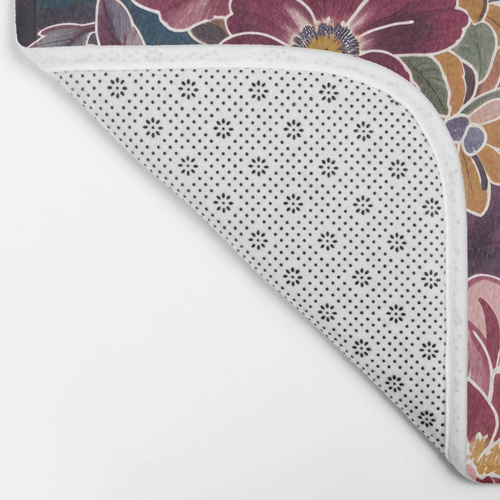Exotic Plum Bohemian Floral Bath Mat Gallery Image 2