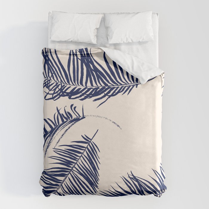 Blue Palm Leaves x Dry Brush Duvet Cover Gallery Image 1