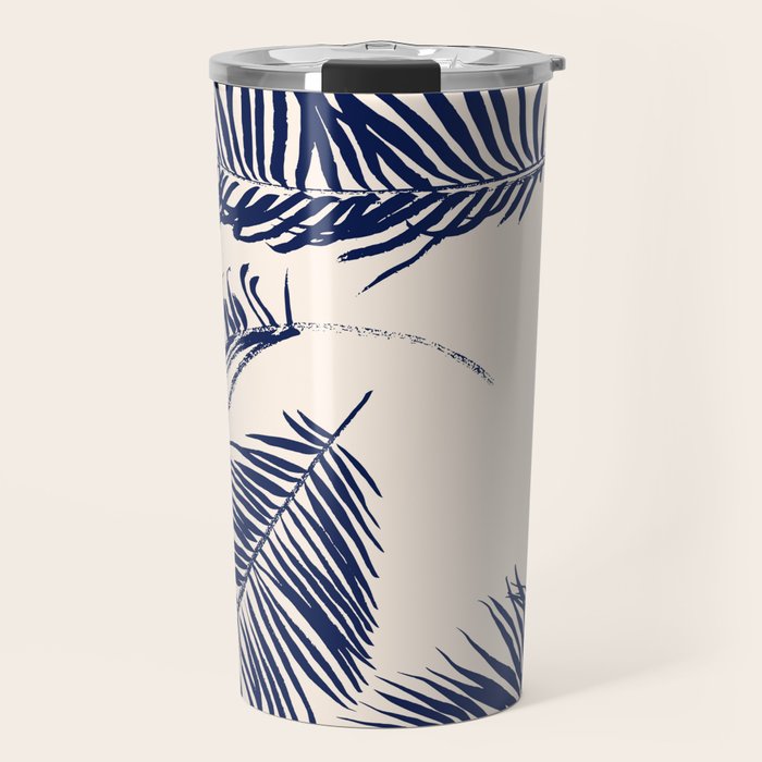 Blue Palm Leaves x Dry Brush Travel Mug Gallery Image 1