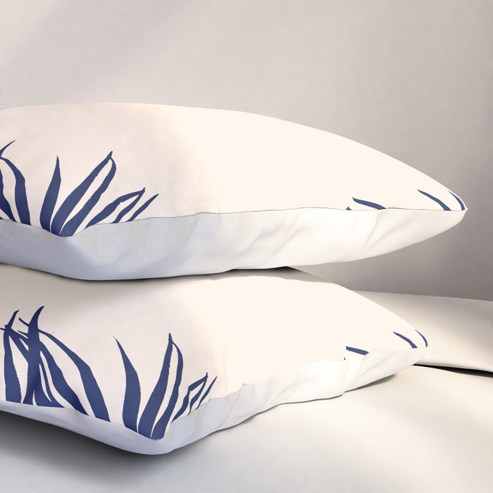 Blue Palm Leaves x Dry Brush Pillow Sham Gallery Image 3