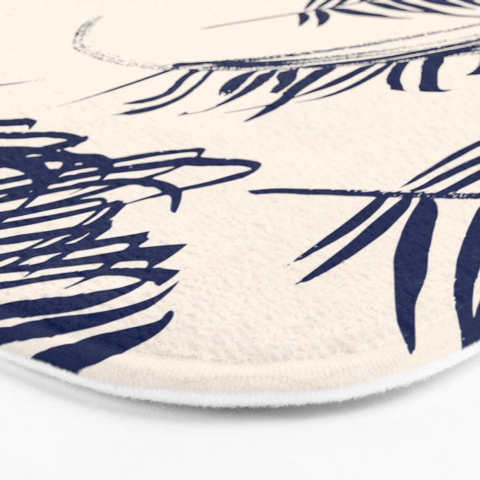 Blue Palm Leaves x Dry Brush Bath Mat Gallery Image 3