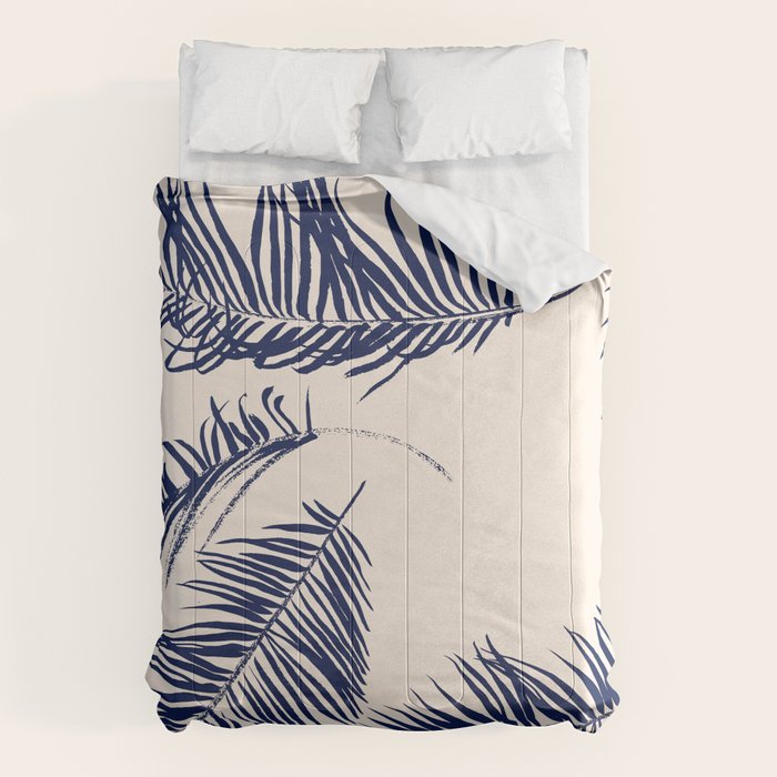 Blue Palm Leaves x Dry Brush Comforter Gallery Image 6