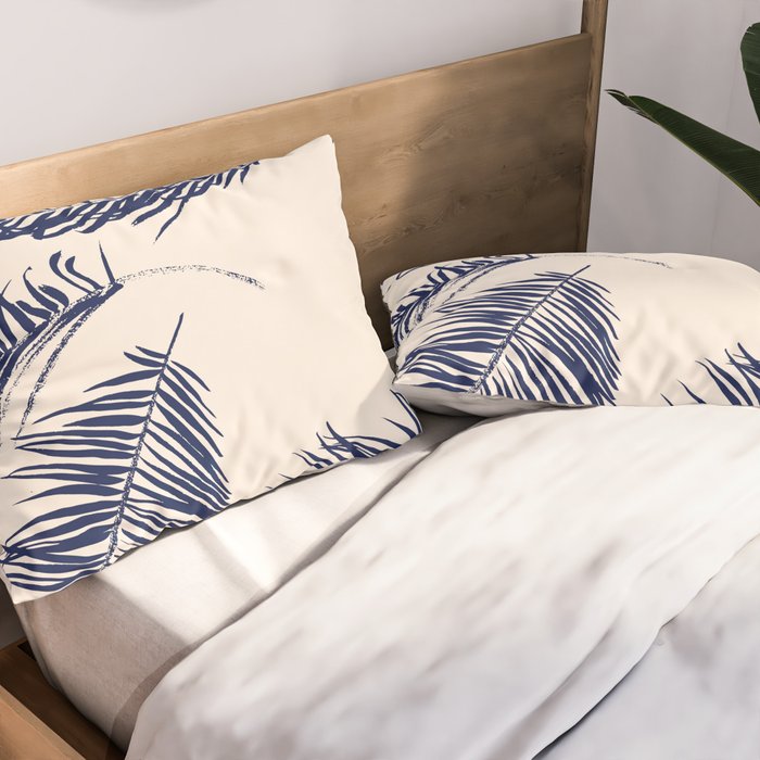 Blue Palm Leaves x Dry Brush Pillow Sham Gallery Image 2