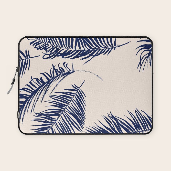 Blue Palm Leaves x Dry Brush Laptop Sleeve Gallery Image 1