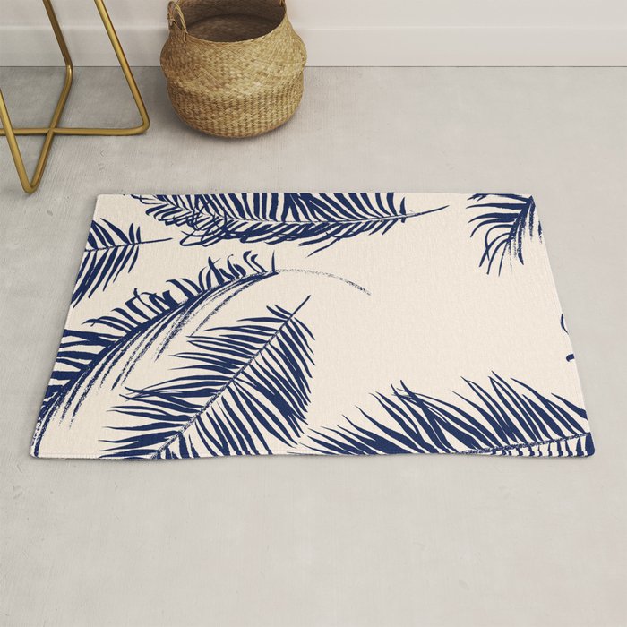 Blue Palm Leaves x Dry Brush Rug Gallery Image 1