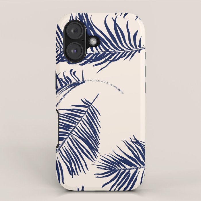 Blue Palm Leaves x Dry Brush iPhone Case Gallery Image 1