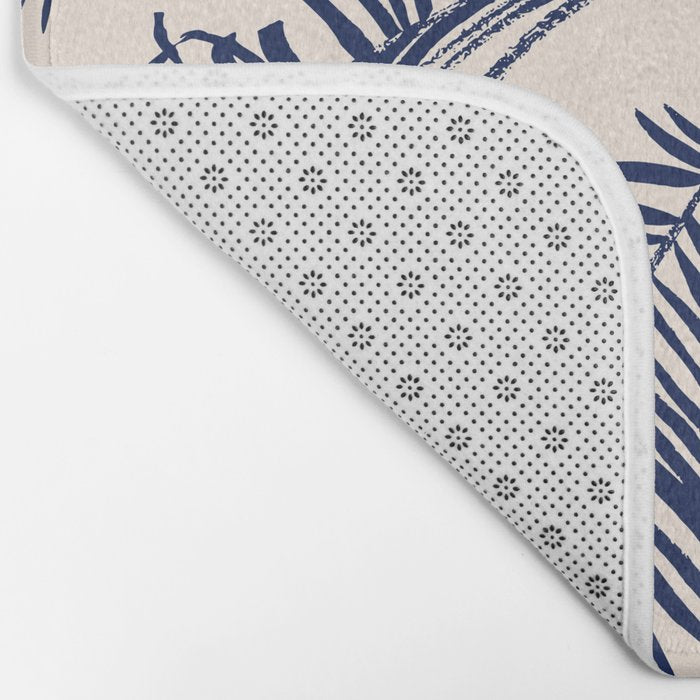 Blue Palm Leaves x Dry Brush Bath Mat Gallery Image 2