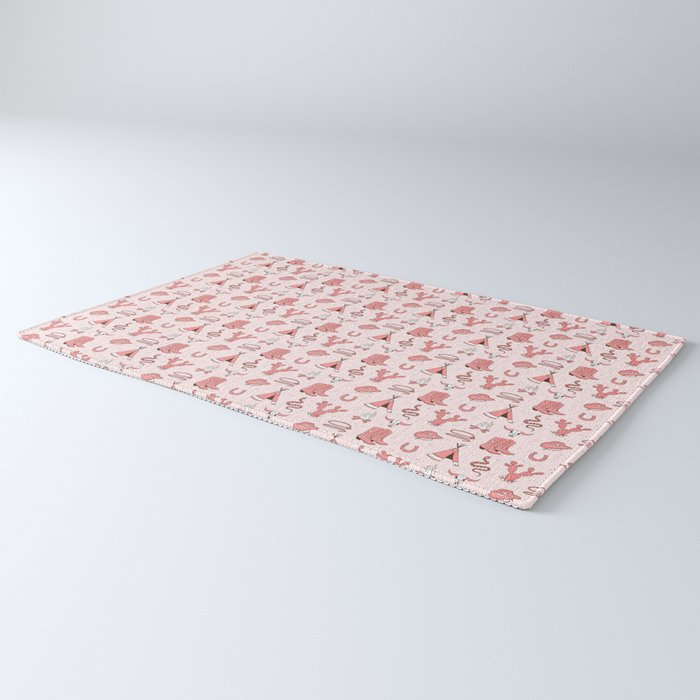 Cute Cowgirl Pattern, Cowboy Print in Blush Pink Rug Gallery Image 3