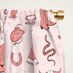 Cute Cowgirl Pattern, Cowboy Print in Blush Pink Window Curtain Gallery Image 2