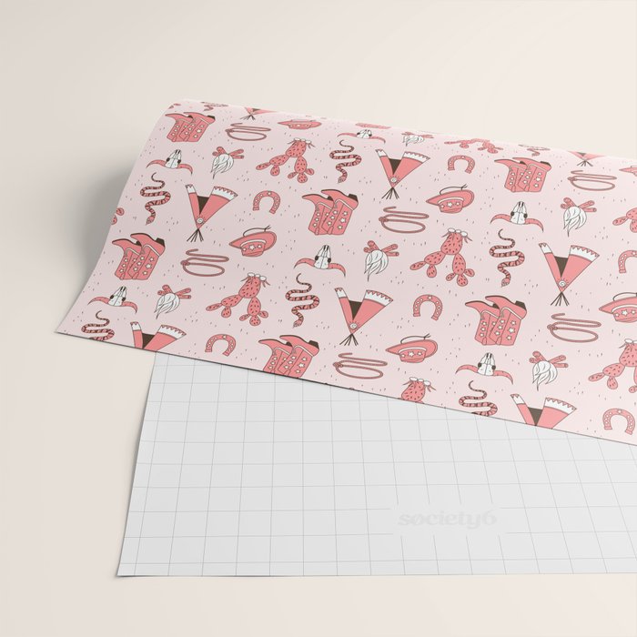 Cute Cowgirl Pattern, Cowboy Print in Blush Pink Wrapping Paper Gallery Image 2