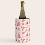 Cute Cowgirl Pattern, Cowboy Print in Blush Pink Wine Chiller Gallery Image 3