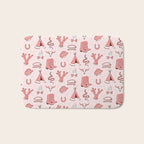 Cute Cowgirl Pattern, Cowboy Print in Blush Pink Bath Mat Gallery Image 1