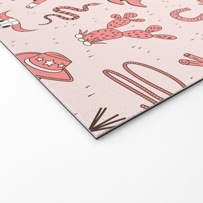 Cute Cowgirl Pattern, Cowboy Print in Blush Pink Welcome Mat Gallery Image 2