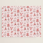 Cute Cowgirl Pattern, Cowboy Print in Blush Pink Jigsaw Puzzle Gallery Image 1