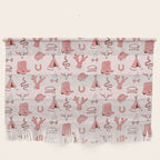 Cute Cowgirl Pattern, Cowboy Print in Blush Pink Wall Hanging Gallery Image 1