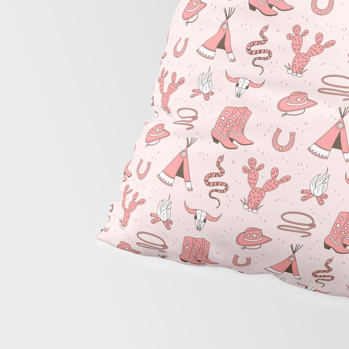 Cute Cowgirl Pattern, Cowboy Print in Blush Pink Pillow Sham Gallery Image 4