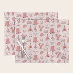 Cute Cowgirl Pattern, Cowboy Print in Blush Pink Placemat Gallery Image 1