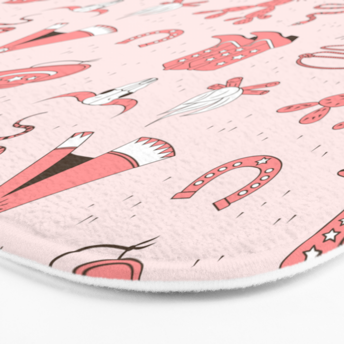 Cute Cowgirl Pattern, Cowboy Print in Blush Pink Bath Mat Gallery Image 3