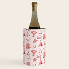 Cute Cowgirl Pattern, Cowboy Print in Blush Pink Wine Chiller Gallery Image 1