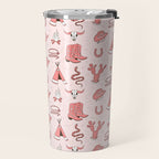 Cute Cowgirl Pattern, Cowboy Print in Blush Pink Travel Mug Gallery Image 2