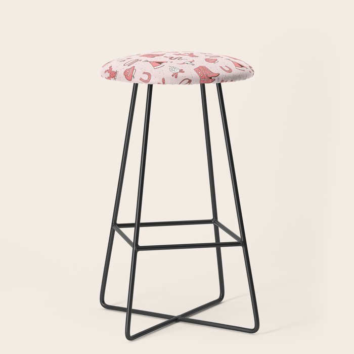 Cute Cowgirl Pattern, Cowboy Print in Blush Pink Stool Gallery Image 1