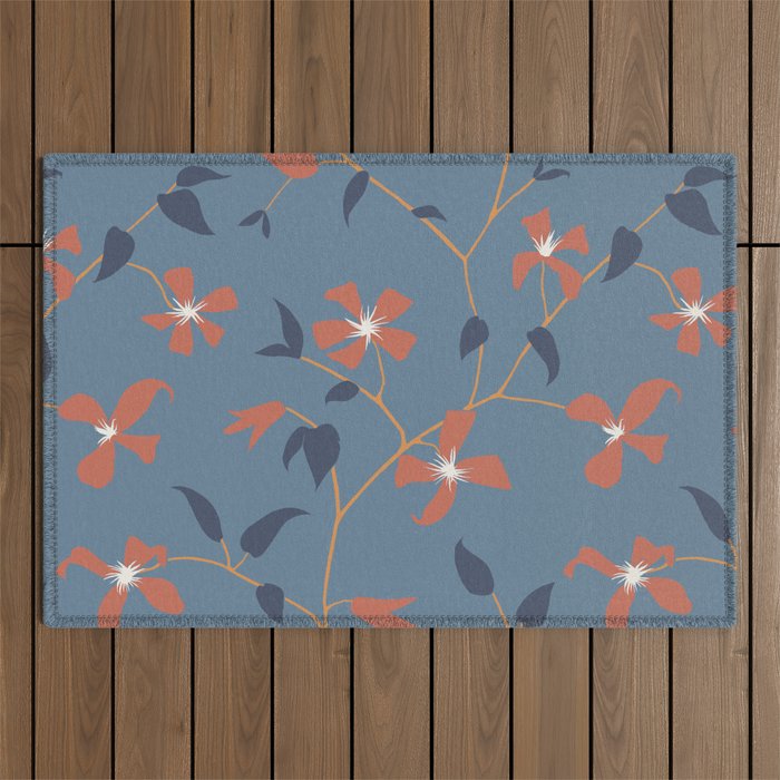 Floral Clematis Vine - Indigo Sunset Outdoor Rug Gallery Image 1