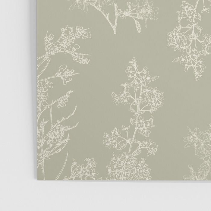 Botanical Cottage Floral Pattern in Muted Sage Poster Gallery Image 3