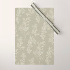 Botanical Cottage Floral Pattern in Muted Sage Wrapping Paper Gallery Image 1