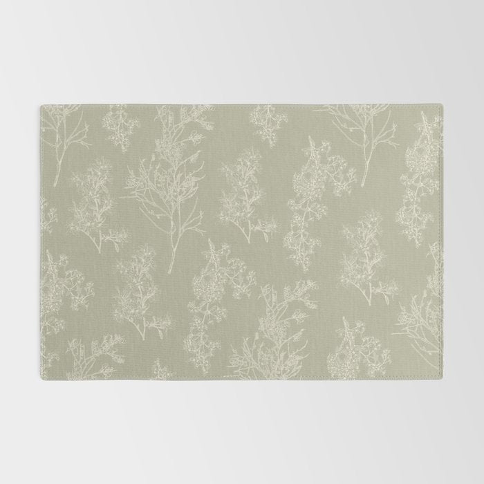 Botanical Cottage Floral Pattern in Muted Sage Rug Gallery Image 2