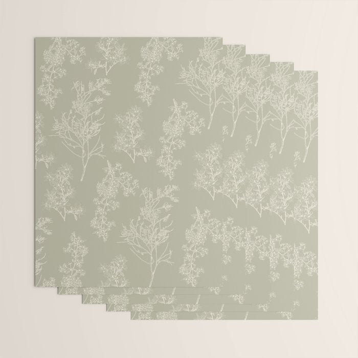 Botanical Cottage Floral Pattern in Muted Sage Wrapping Paper Gallery Image 3