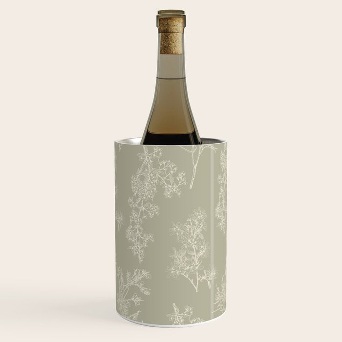 Botanical Cottage Floral Pattern in Muted Sage Wine Chiller Gallery Image 3