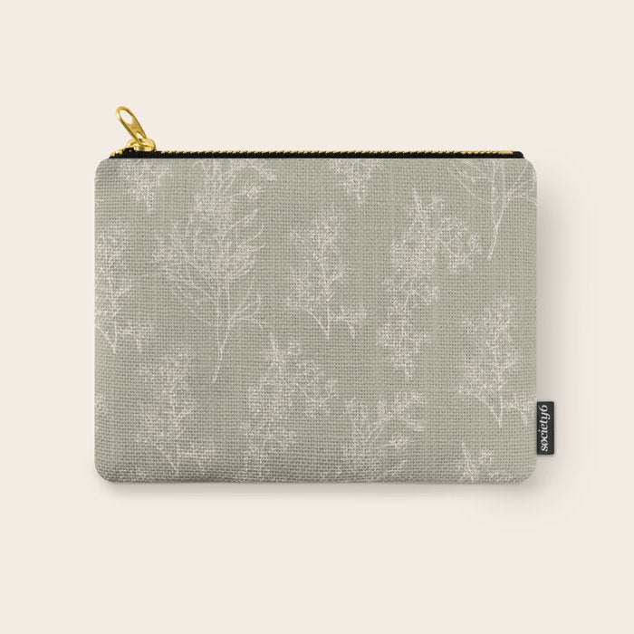 Botanical Cottage Floral Pattern in Muted Sage Carry All Pouch Gallery Image 1