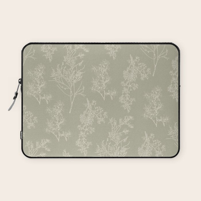Botanical Cottage Floral Pattern in Muted Sage Laptop Sleeve Gallery Image 1