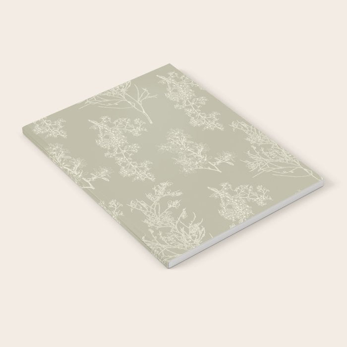 Botanical Cottage Floral Pattern in Muted Sage Notebook Gallery Image 1