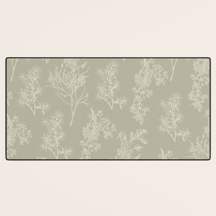 Botanical Cottage Floral Pattern in Muted Sage Desk Mat Gallery Image 3