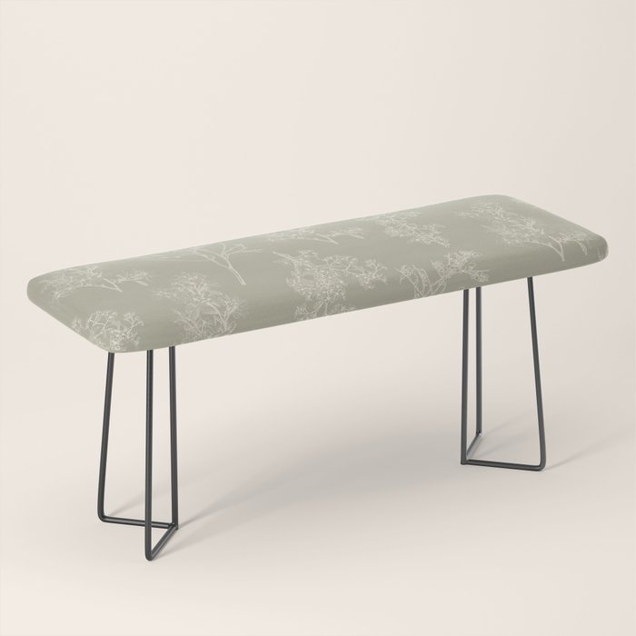 Botanical Cottage Floral Pattern in Muted Sage Bench Gallery Image 1