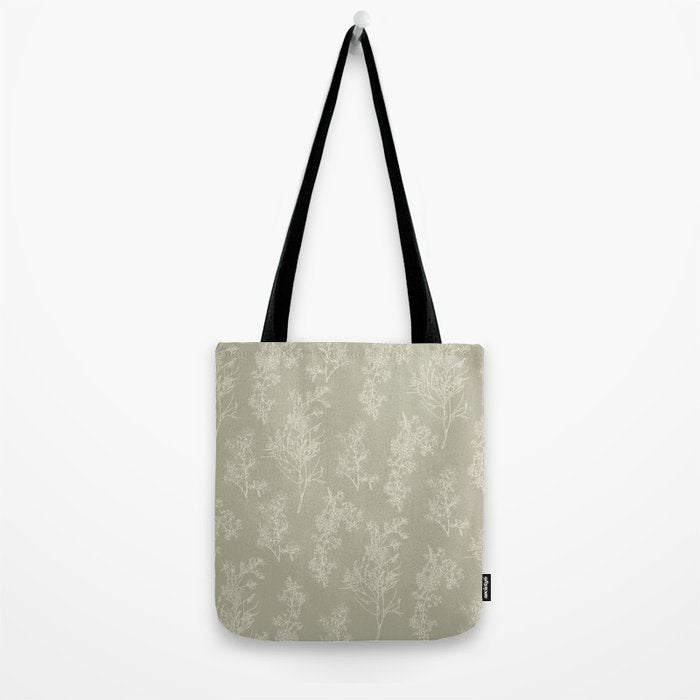 Botanical Cottage Floral Pattern in Muted Sage Tote Bag Gallery Image 2