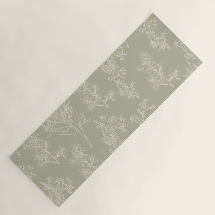 Botanical Cottage Floral Pattern in Muted Sage Yoga Mat Gallery Image 1