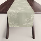 Botanical Cottage Floral Pattern in Muted Sage Table Runner Gallery Image 1