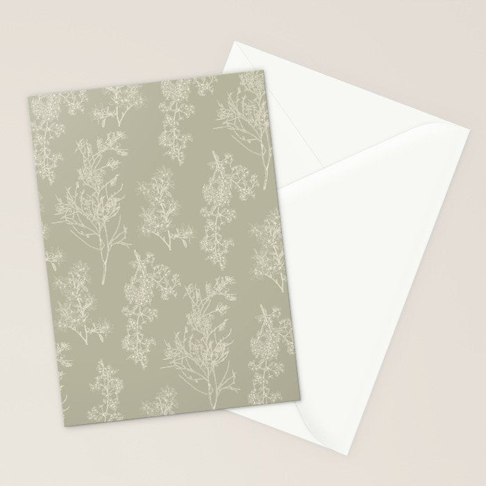 Botanical Cottage Floral Pattern in Muted Sage Stationery Card Gallery Image 2