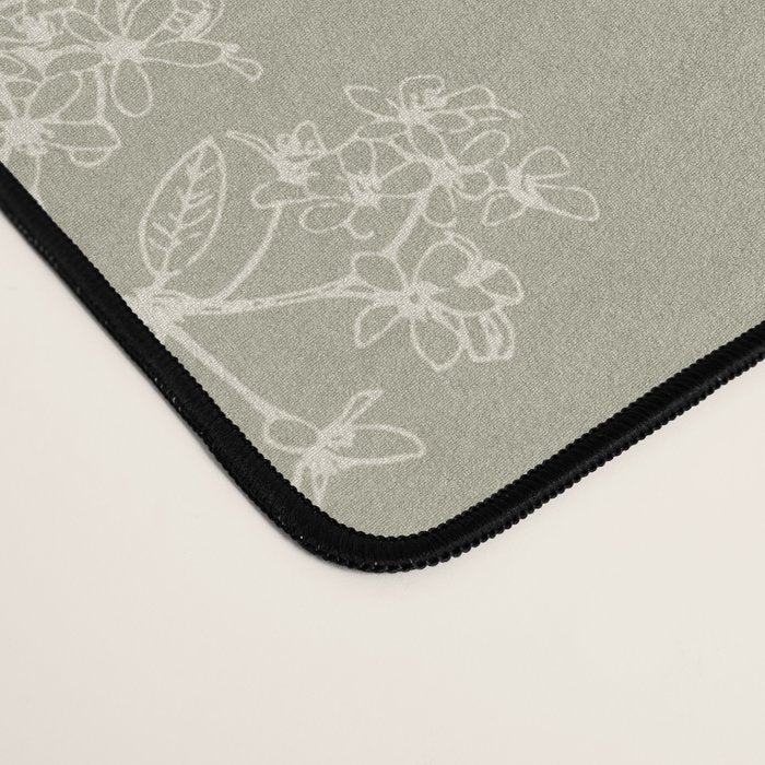 Botanical Cottage Floral Pattern in Muted Sage Desk Mat Gallery Image 4