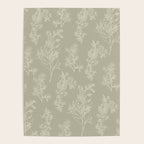 Botanical Cottage Floral Pattern in Muted Sage Poster Gallery Image 4